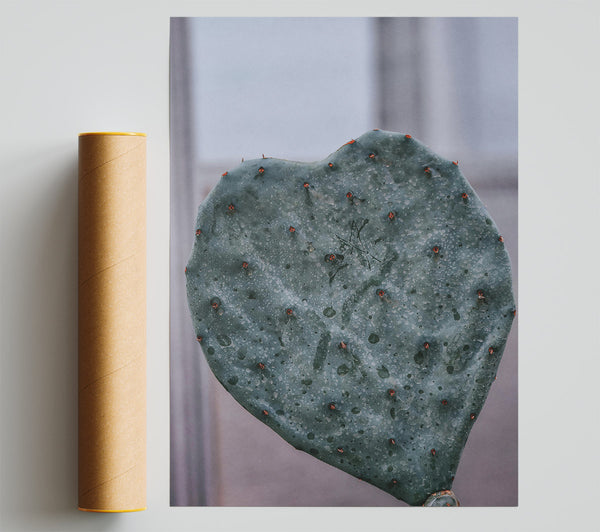 Teal Prickly Heart Poster
