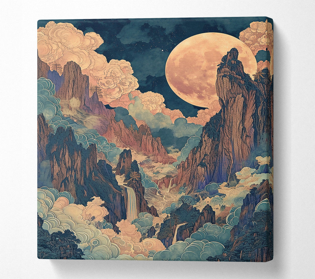  A Canvas Print of Golden Moon Peaks Canvas Art