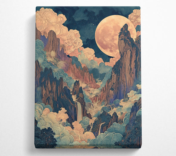  A Canvas Print of Golden Moon Peaks Canvas Art