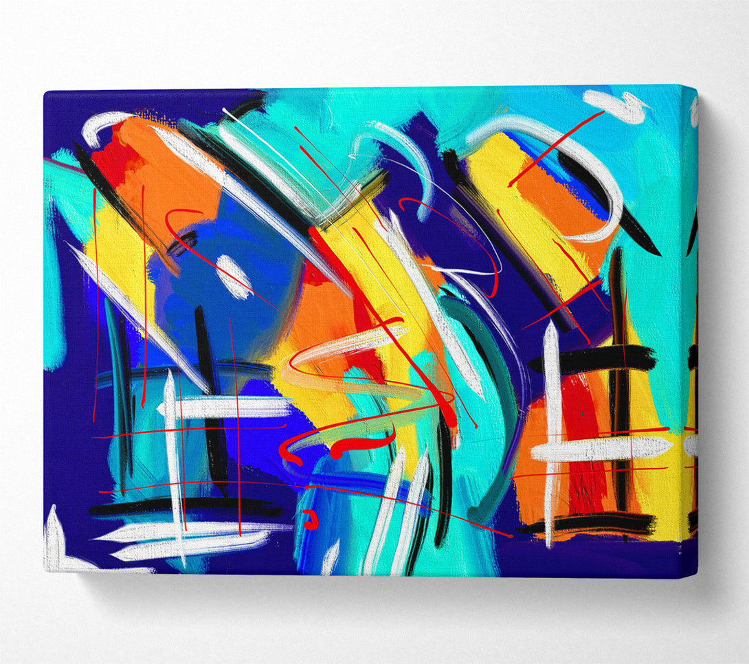  A Canvas Print of Blue Abstract Expressionism Canvas Art