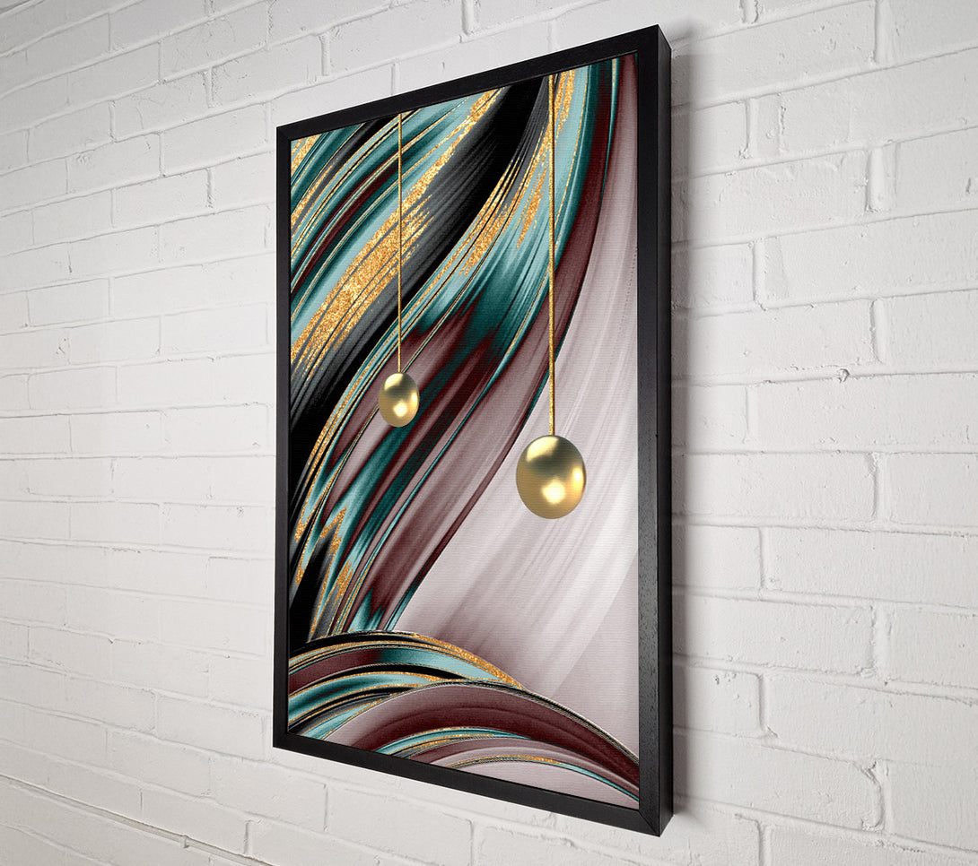  A Canvas Print of Burgundy  Turquoise And Gold Swirl Canvas Wall Art