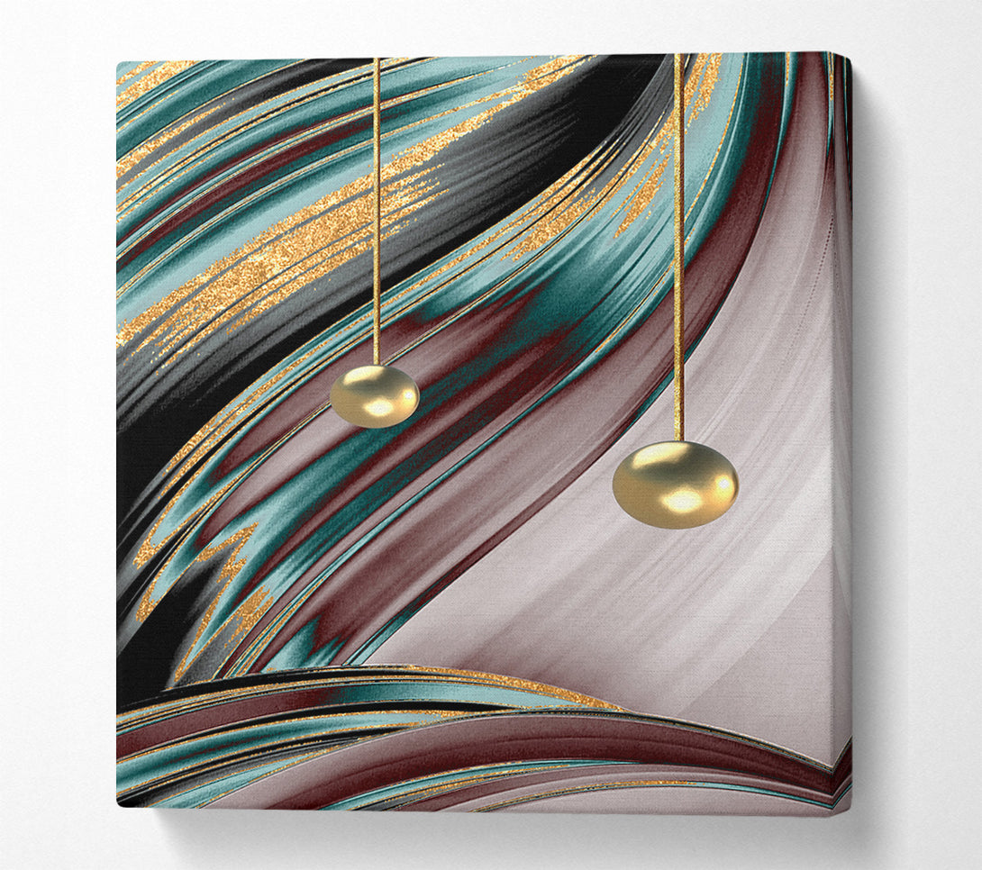  A Canvas Print of Burgundy  Turquoise And Gold Swirl Canvas Wall Art