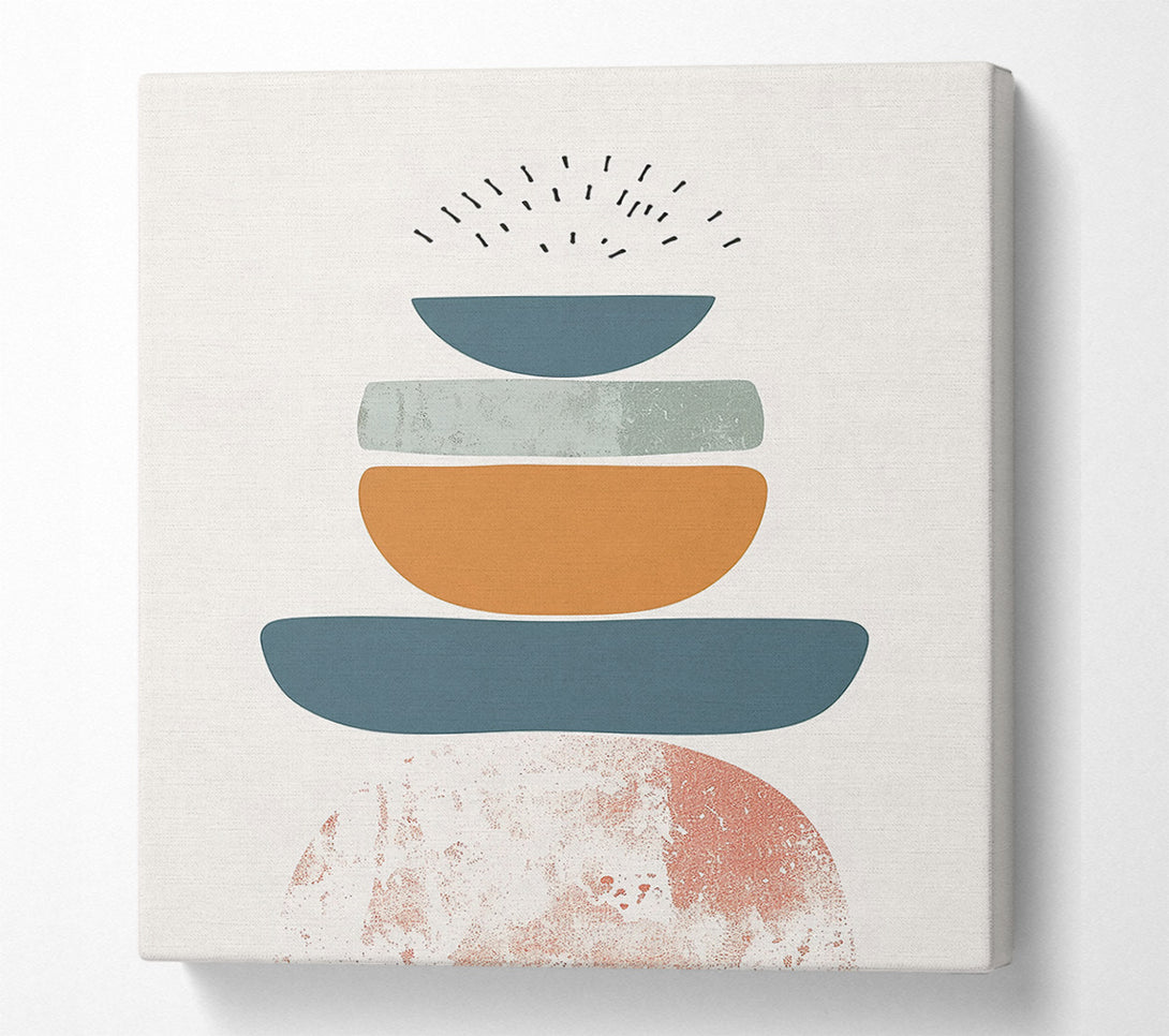  A Canvas Print of Teal Stacked Abstract Canvas Art
