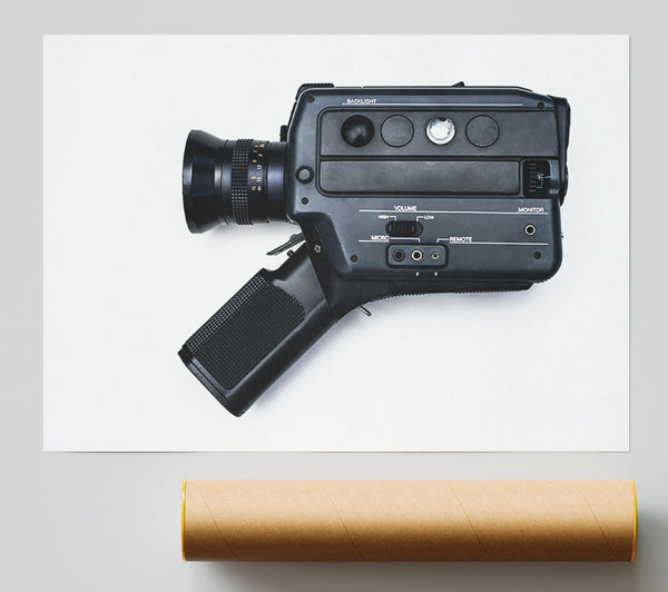 Black Vintage Camcorder Giclee Print