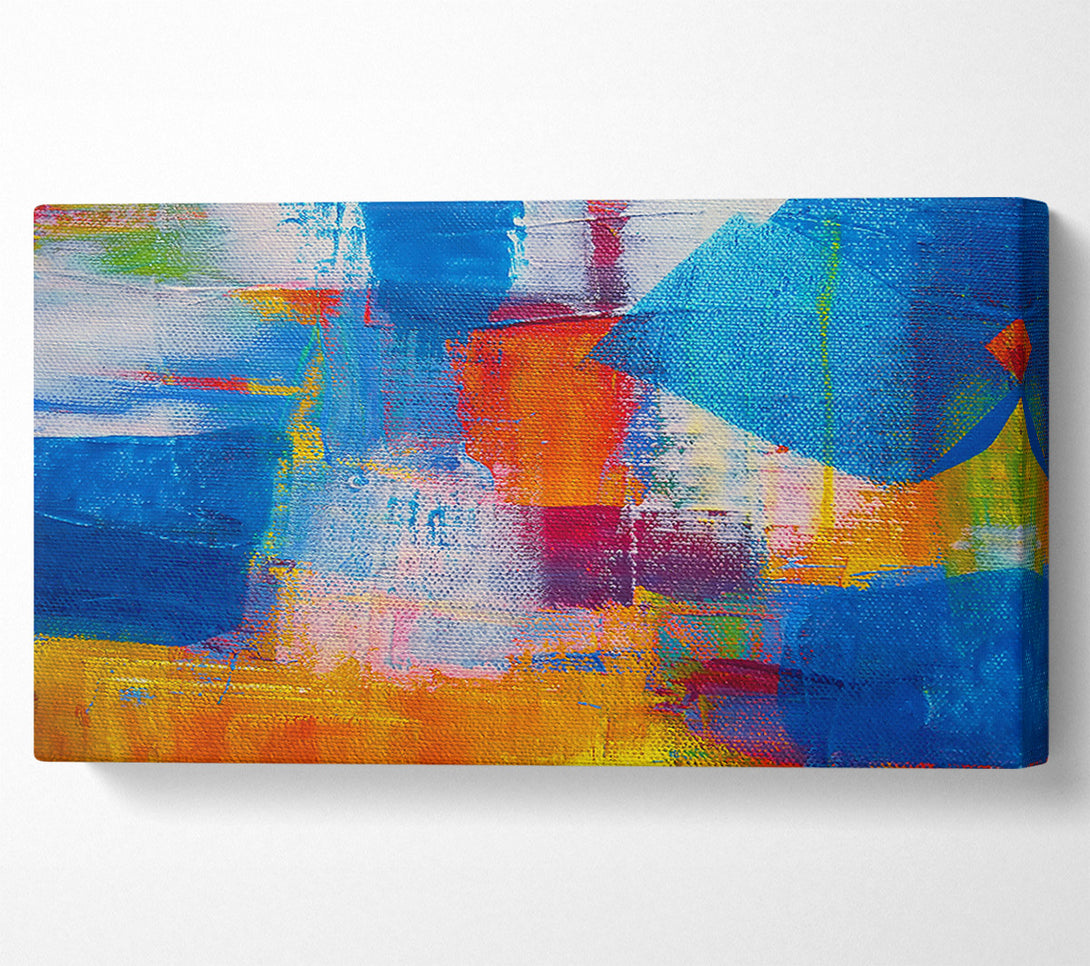  A Canvas Print of Azure Abstract Brushstrokes Canvas Wall Art