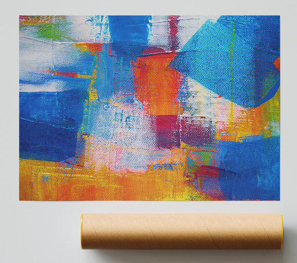 Azure Abstract Brushstrokes Poster
