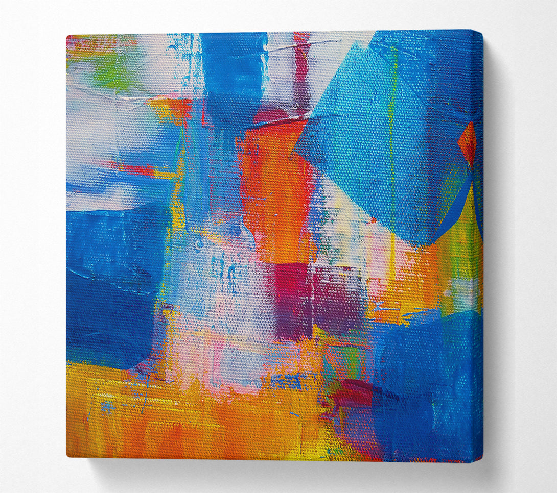  A Canvas Print of Azure Abstract Brushstrokes Canvas Wall Art