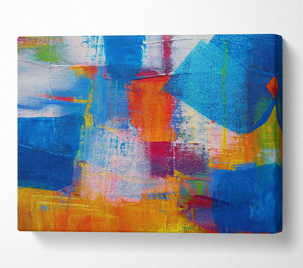  A Canvas Print of Azure Abstract Brushstrokes Canvas Wall Art