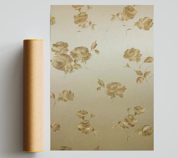 Golden Rose Blooms Poster