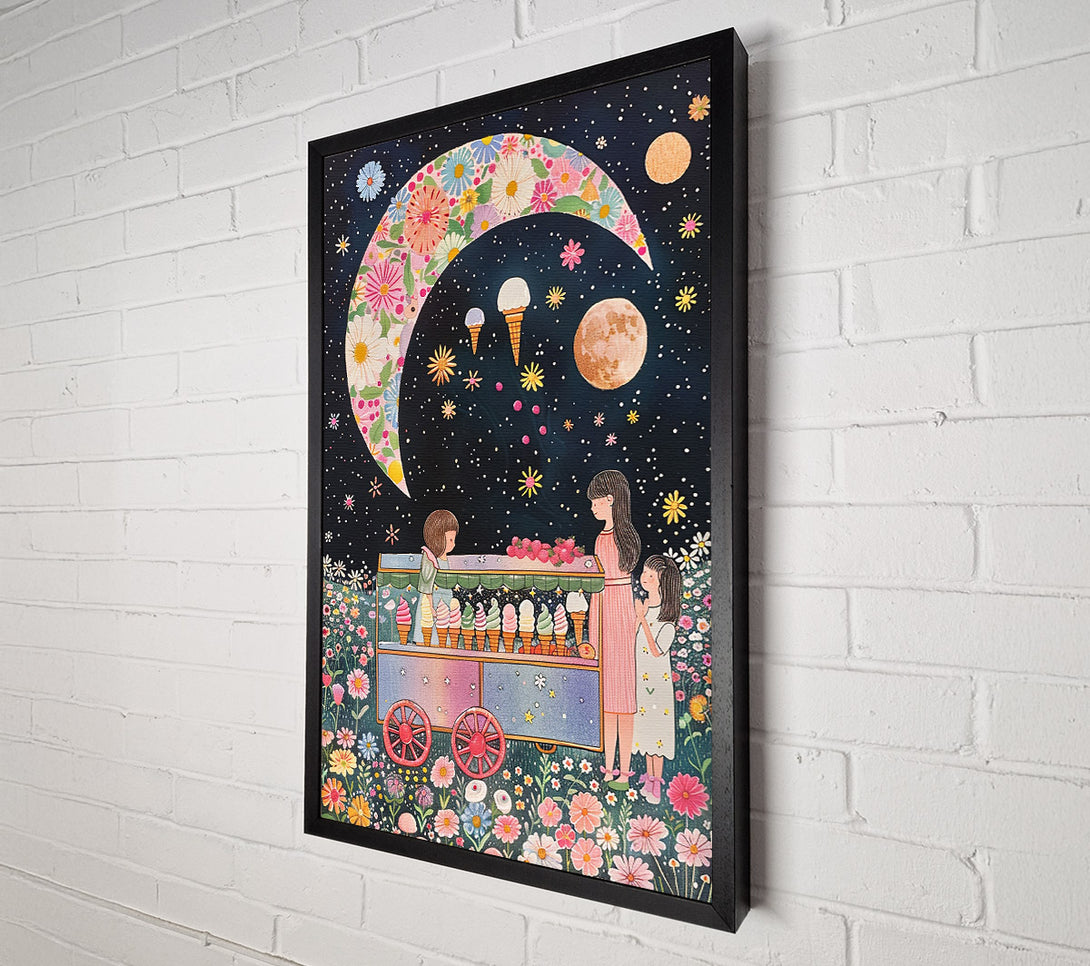  A Canvas Print of Pink Moon Ice Cream Cart Canvas Art