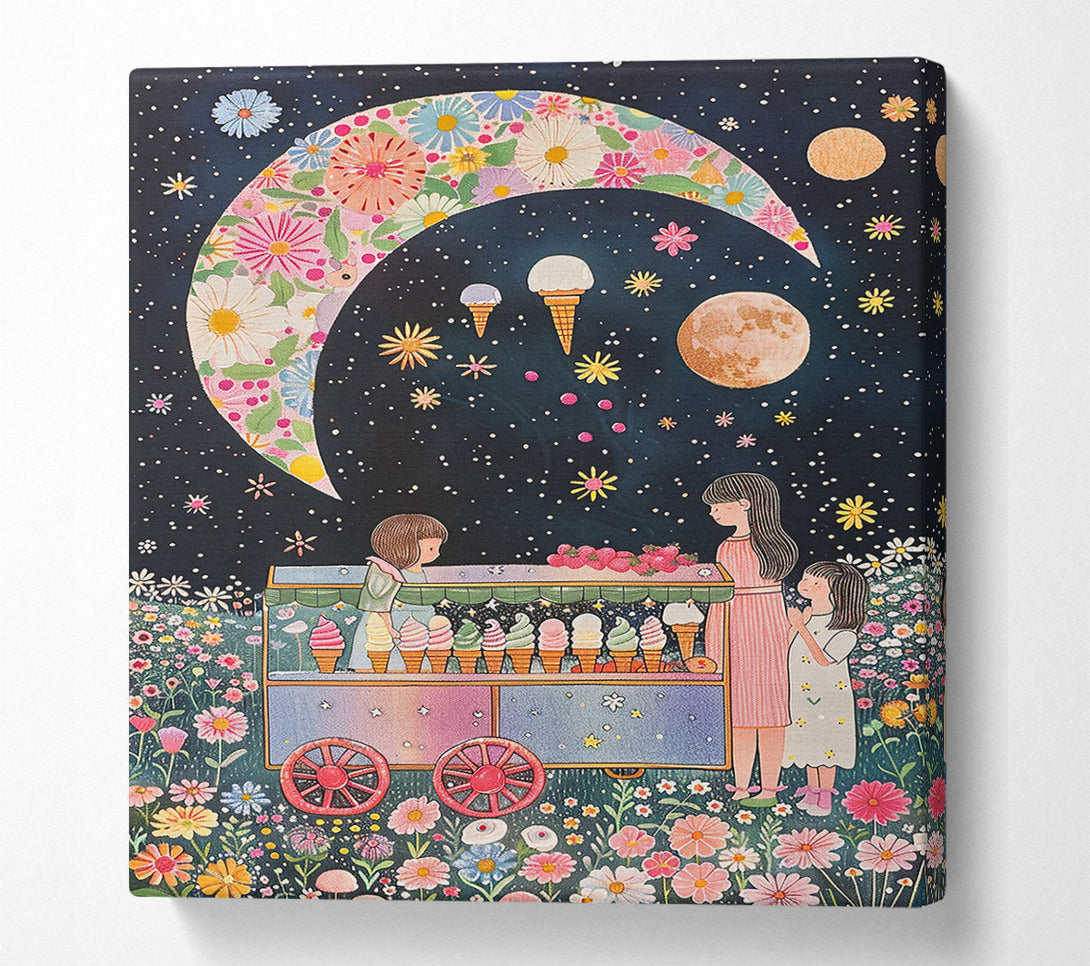  A Canvas Print of Pink Moon Ice Cream Cart Canvas Art