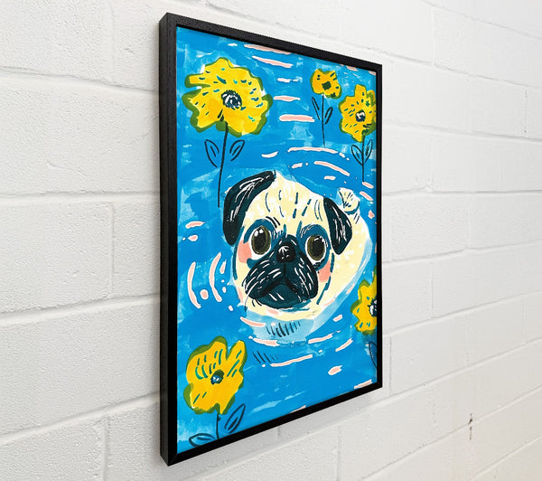 Blue Floral Pug