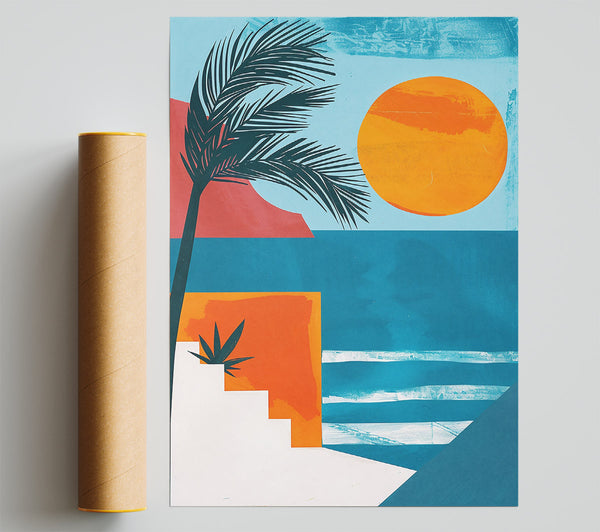Teal Sunset Escape Print