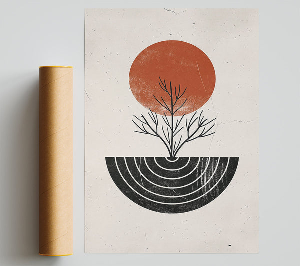 Terracotta Sun & Roots Print