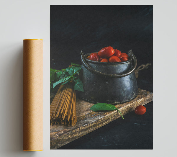 Red Tomatoes In A Pot Poster