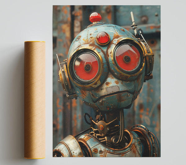 Blue Rusty Bot Print