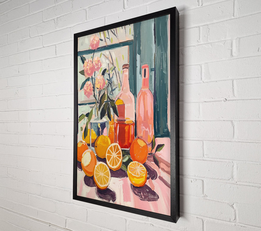  A Canvas Print of Pink Citrus Still Life Canvas Print