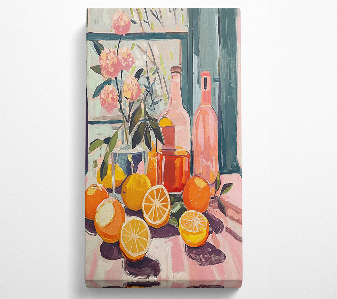  A Canvas Print of Pink Citrus Still Life Canvas Print
