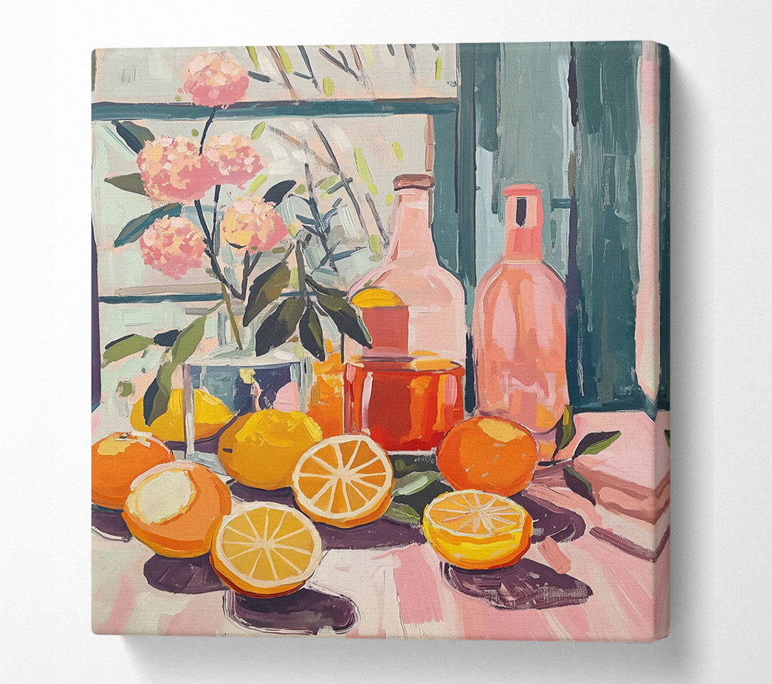  A Canvas Print of Pink Citrus Still Life Canvas Print