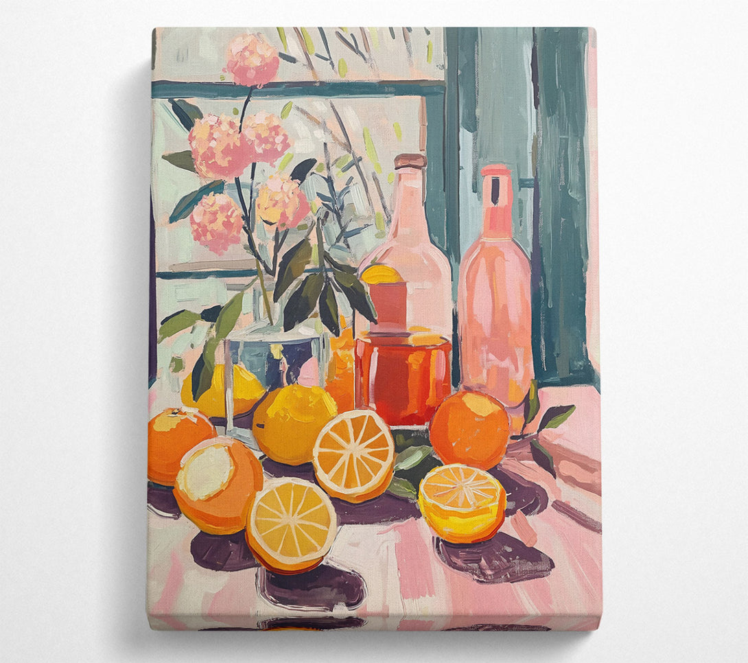  A Canvas Print of Pink Citrus Still Life Canvas Print