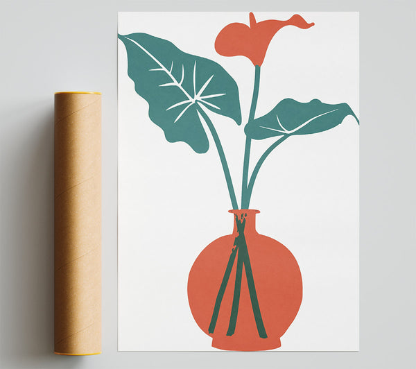 Coral Vase Blooms Giclee Print