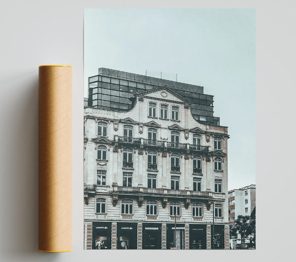 Grey European Storefront Poster