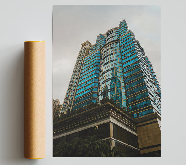 Azure Glass Tower Giclee Print