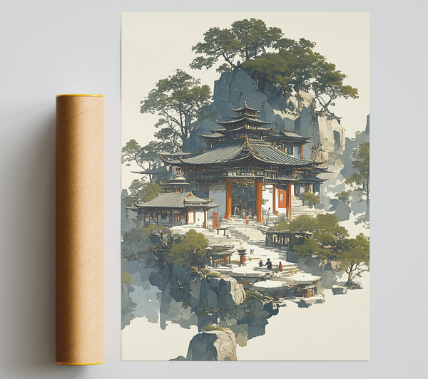 Azure Temple On Cliffs Giclee Print