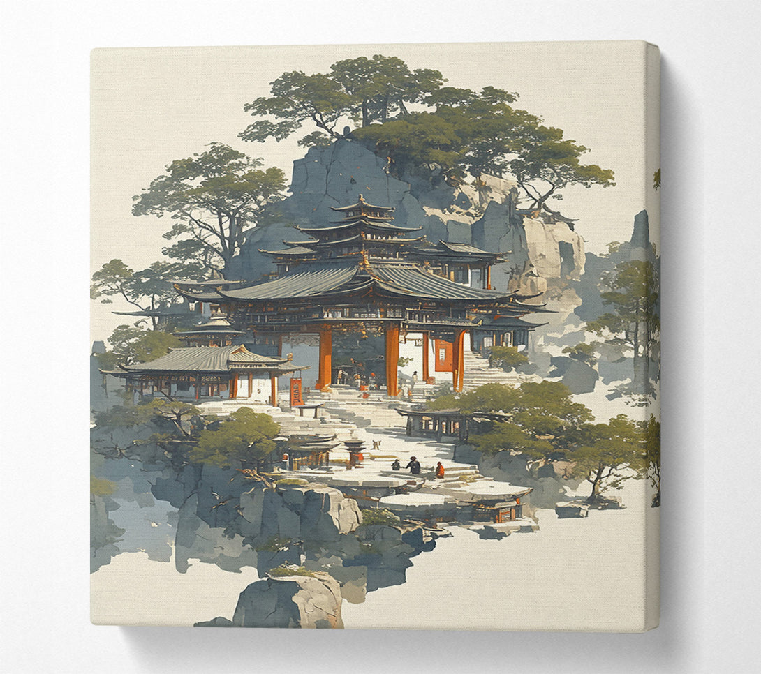  A Canvas Print of Azure Temple On Cliffs Canvas Print