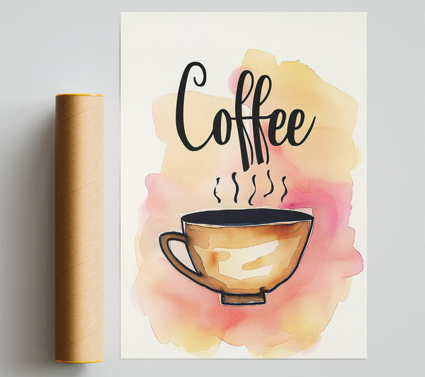 Peachy Coffee Cup Print