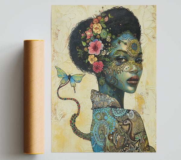 Blue Floral Fantasy Print