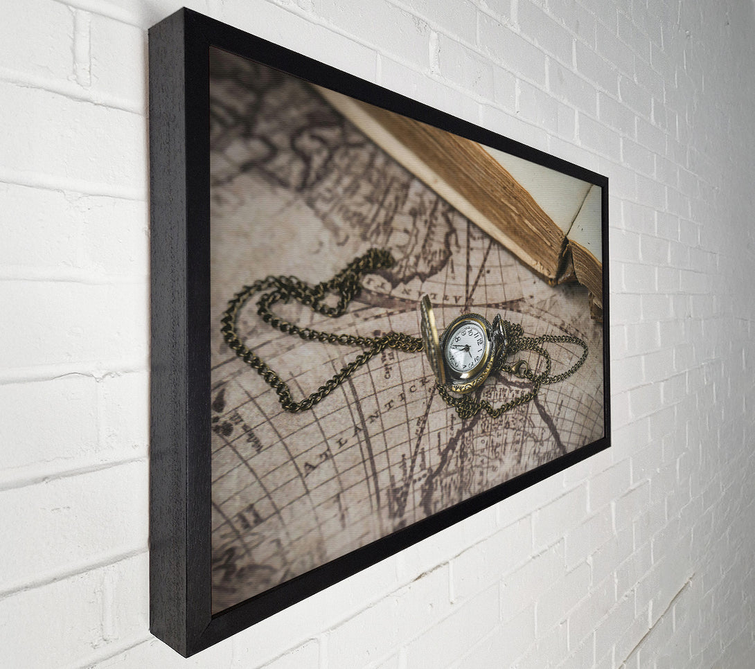  A Canvas Print of Golden Time On Maps Canvas Art