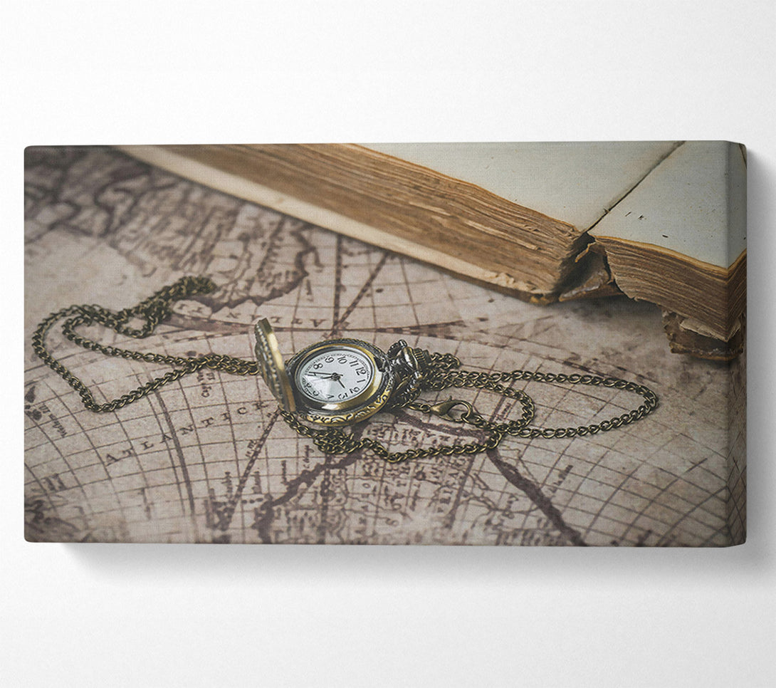  A Canvas Print of Golden Time On Maps Canvas Art