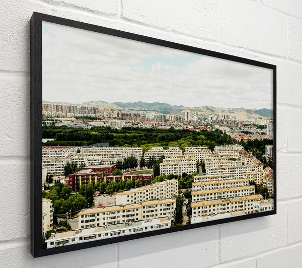Beige Cityscape Mountains