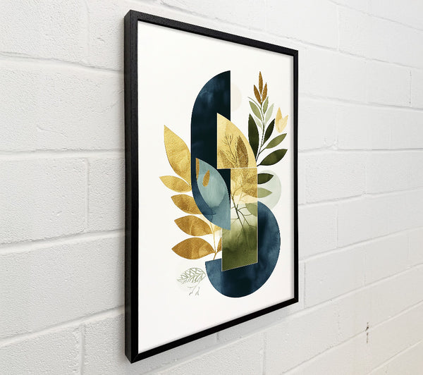 Navy Blue Geometric Leaves
