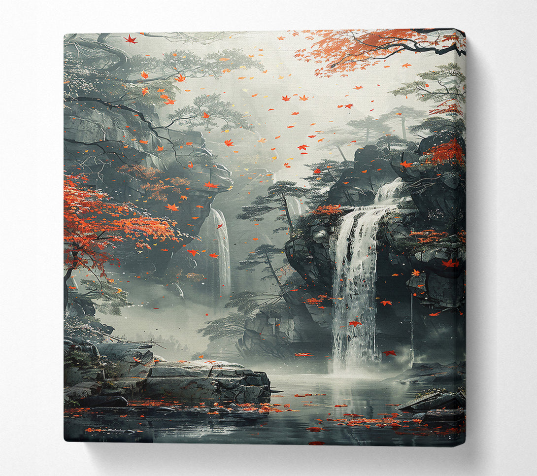  A Canvas Print of Crimson Waterfall Dreams Canvas Print