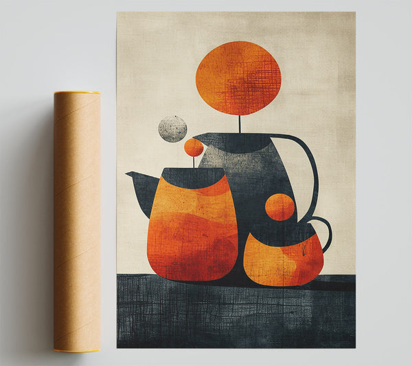 Orange Mid-Century Still Life Poster