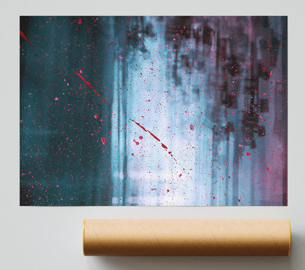 Aqua Red Splatter Print