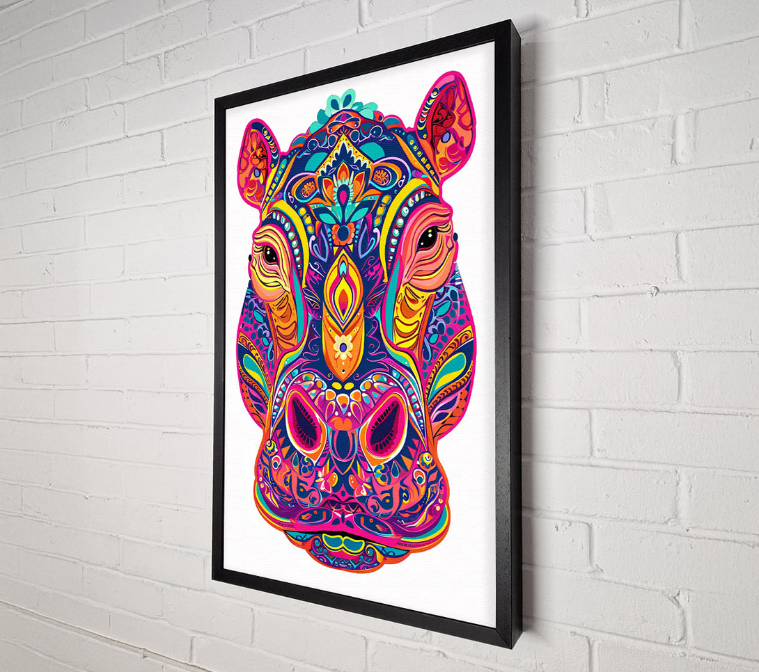  A Canvas Print of Pink Hippo Mandala Canvas Art