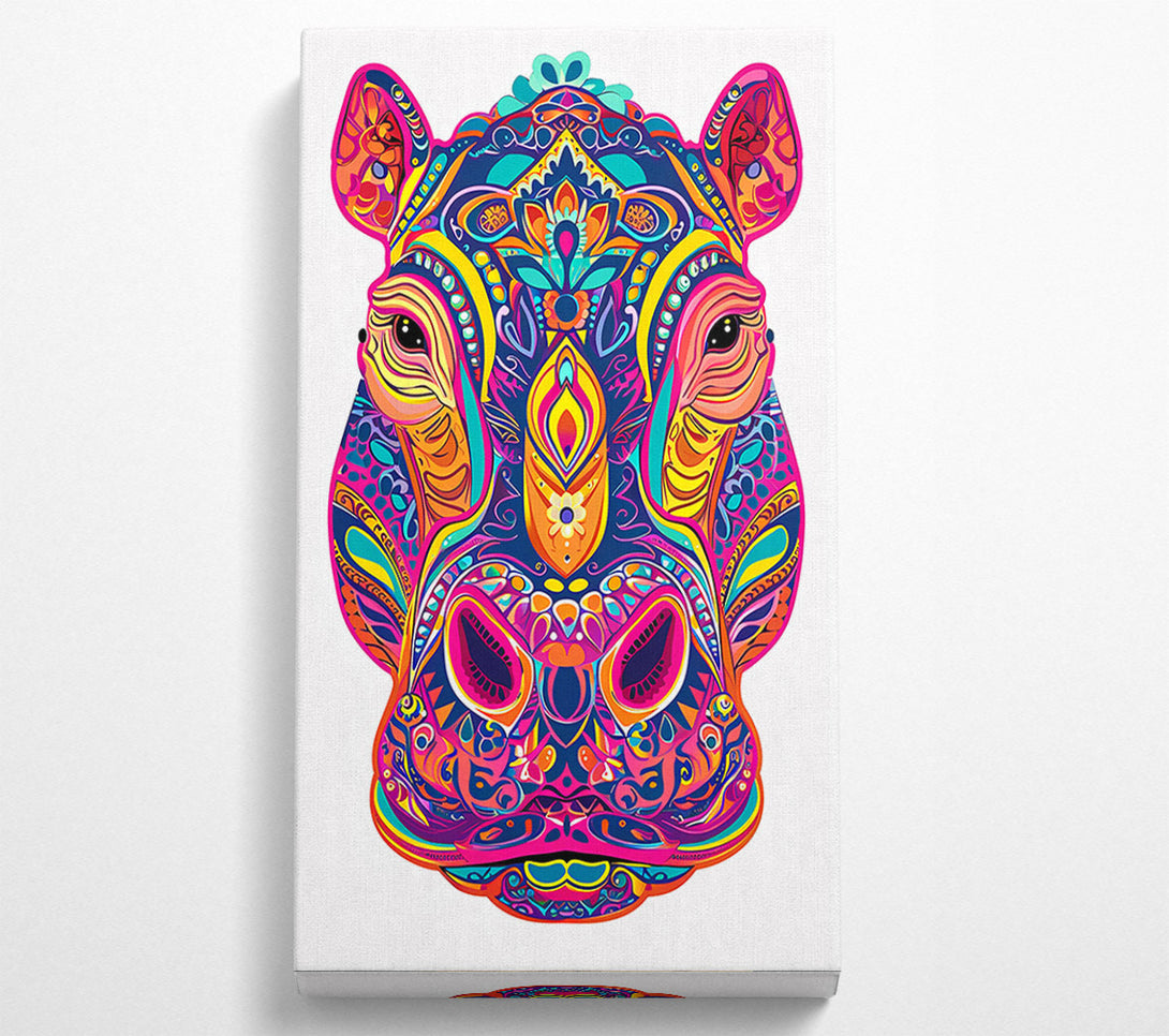  A Canvas Print of Pink Hippo Mandala Canvas Art