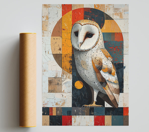 Golden Owl Mosaic Giclee Print