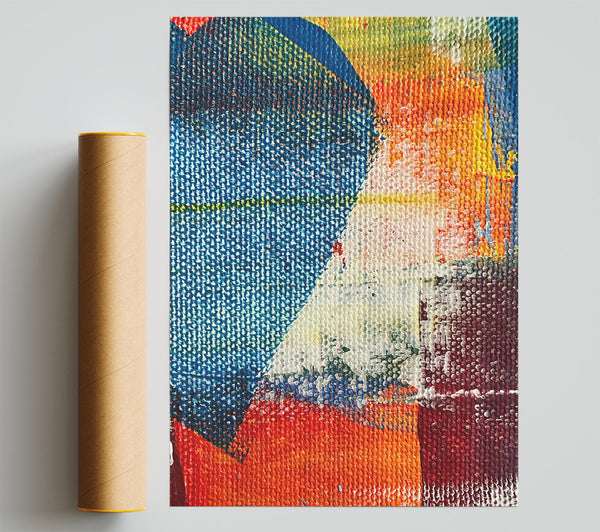 Azure And Orange Abstract Poster