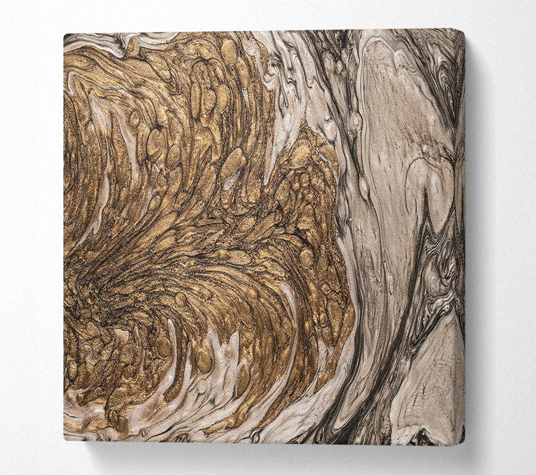  A Canvas Print of Golden Liquid Swirls Canvas Art