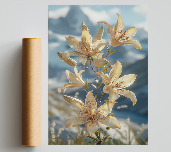 Creamy Mountain Lilies Giclee Print