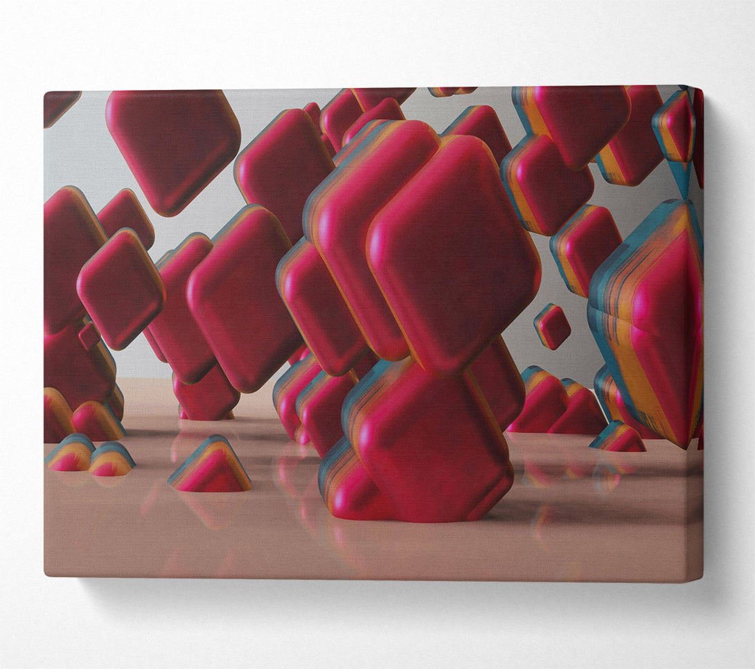  A Canvas Print of Crimson Geometric Dance Canvas Art