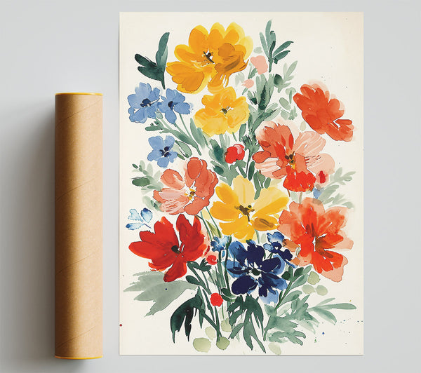 Yellow Floral Bouquet Giclee Print