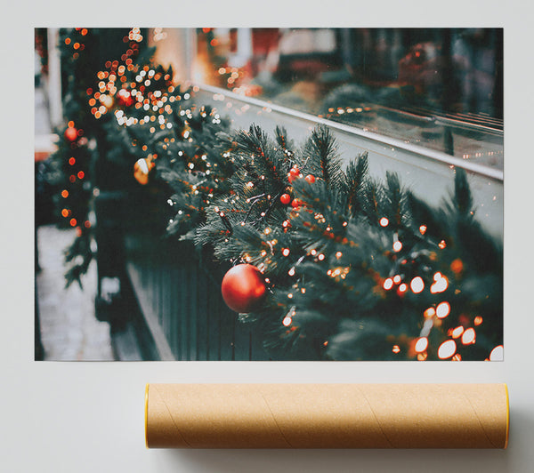 Red Festive Lights Poster