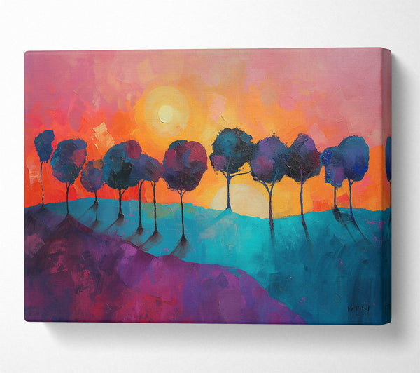  A Canvas Print of Teal Sunset Landscape Canvas Print