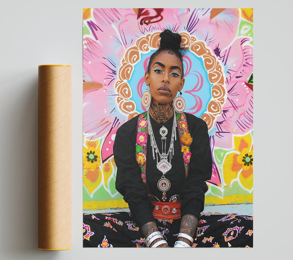 Black Flower Power Giclee Print