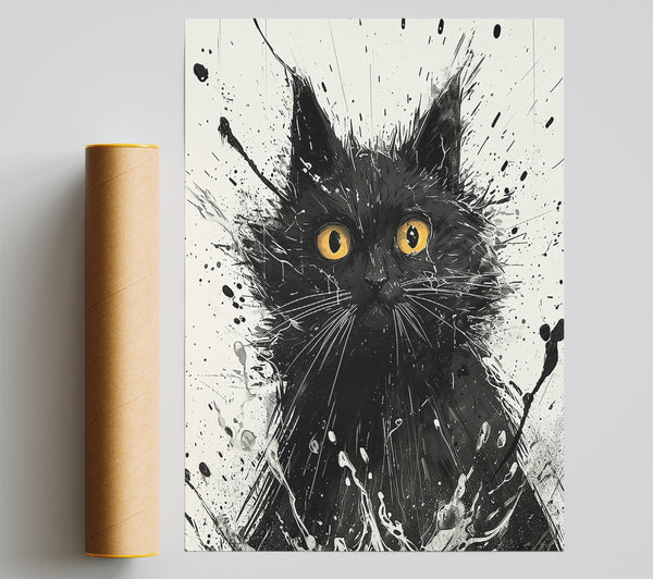 Black Cat Splash Poster